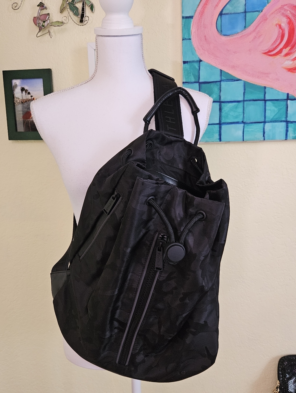 Nwot Athleta Black Camo Sling Backpack.